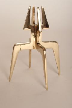 Pair of Sculptural Vintage Brutalist Candle Holders in Polished Brass - 4696156