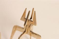 Pair of Sculptural Vintage Brutalist Candle Holders in Polished Brass - 4696157