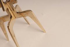 Pair of Sculptural Vintage Brutalist Candle Holders in Polished Brass - 4696158