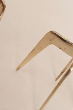 Pair of Sculptural Vintage Brutalist Candle Holders in Polished Brass - 4696161