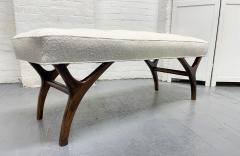 Pair of Sculptural Walnut Benches in Boucle - 2217612