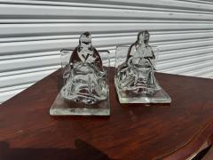 Pair of Seated Woman Molded Glass Bookends - 4398029