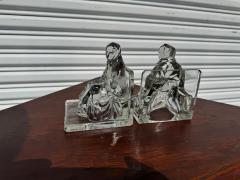 Pair of Seated Woman Molded Glass Bookends - 4398062