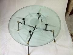 Pair of Semi Globe Coffee Tables with Engraved Glass Top - 423126
