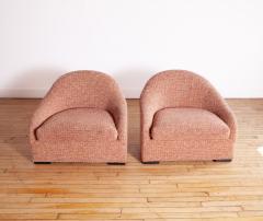 Pair of Sensational Pink Chenille Club Chairs - 4616820