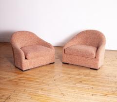Pair of Sensational Pink Chenille Club Chairs - 4616821