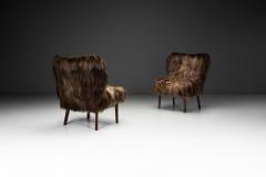 Pair of Sheepskin Easy Chairs in the manner of Erik Bertil Karl n Sweden 1940s - 4174683