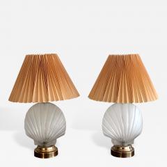 Pair of Shell Form Glass Table Lamps - 398840