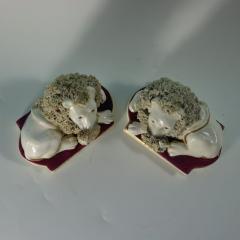 Pair of Shelton Staffordshire Lion and Lamb figures - 4242955
