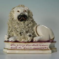 Pair of Shelton Staffordshire Lion and Lamb figures - 4242957
