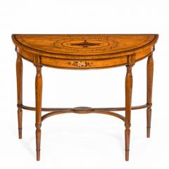 Pair of Sheraton Period West Indian Satinwood Demi Lune Console Tables - 3511759