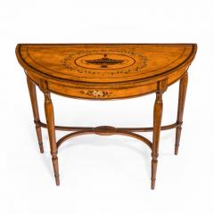 Pair of Sheraton Period West Indian Satinwood Demi Lune Console Tables - 3511764