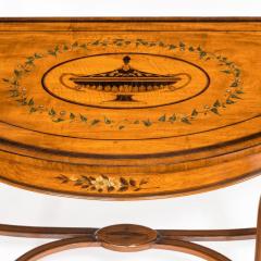 Pair of Sheraton Period West Indian Satinwood Demi Lune Console Tables - 3511766