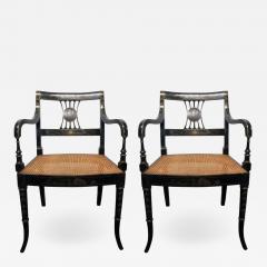 Pair of Sheraton Style Stenciled Armchairs - 1310889