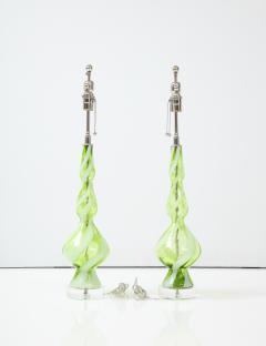 Pair of Sherbet Green Murano Glass Lamps  - 2416061