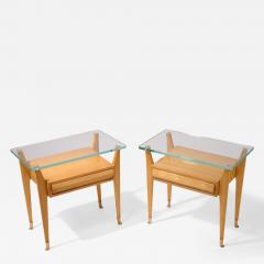 Pair of Side Tables with Faceted Legs and Sabots Italy 1950s - 3573578