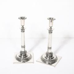 Pair of Silver Corinthian Column Acanthus Sabbath Candlesticks by Ludwig Nast - 4792423