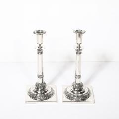 Pair of Silver Corinthian Column Acanthus Sabbath Candlesticks by Ludwig Nast - 4792424