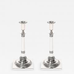 Pair of Silver Corinthian Column Acanthus Sabbath Candlesticks by Ludwig Nast - 4792937