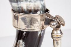 Pair of Silver Rimmed Horn Cups in Stands - 4646012