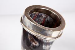 Pair of Silver Rimmed Horn Cups in Stands - 4646015