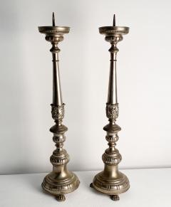 Pair of Silver on Brass Italian Candlesticks or Prickets circa 1850 - 2845238