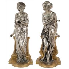 Pair of Silvered Gilt Bronze Greek Figures - 4631549
