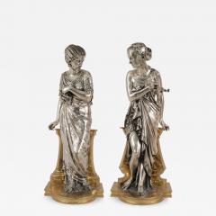Pair of Silvered Gilt Bronze Greek Figures - 4631550