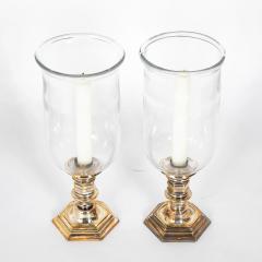 Pair of Silvered Photophores with Hurricane Shades - 3545397
