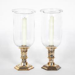 Pair of Silvered Photophores with Hurricane Shades - 3545401