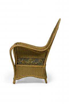 Pair of Similar Art Deco Gold Painted Paper Cord Wicker Armchairs - 4169460