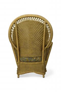 Pair of Similar Art Deco Gold Painted Paper Cord Wicker Armchairs - 4169466