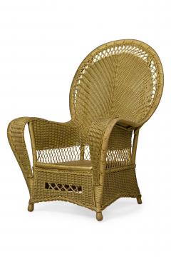 Pair of Similar Art Deco Gold Painted Paper Cord Wicker Armchairs - 4169467