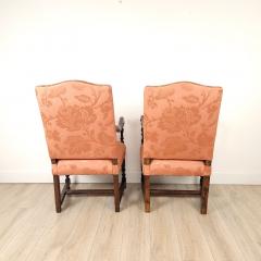 Pair of Similar Baroque Upholstered Armchairs in Walnut Italy Early 18th Cent  - 4468376