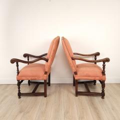 Pair of Similar Baroque Upholstered Armchairs in Walnut Italy Early 18th Cent  - 4468377