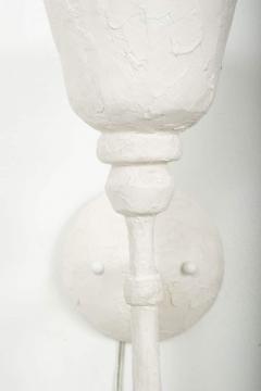 Pair of Single Arm White Plaster Sconces - 4336414