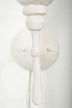 Pair of Single Arm White Plaster Sconces - 4336415