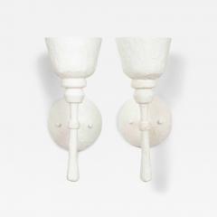 Pair of Single Arm White Plaster Sconces - 4336963