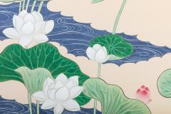 Pair of Single Panel Screens Lotus in Bloom - 3158402