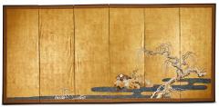 Pair of Six Panel Japanese Screens Early Snow - 3754847