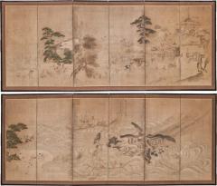 Pair of Six Panel Screens Whale Hunting and Harvesting - 4203704