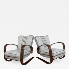 Pair of Sleek Mid Century Halabala Style Lounge Chairs - 926217