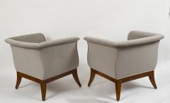 Pair of Sleek Viennese Biedermeier Upholstered Armchairs - 2175426
