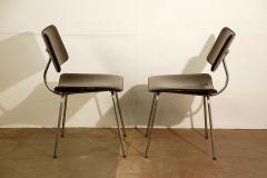 Pair of Slender Italian Stitched Leather Lounge Chairs - 953488
