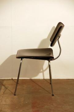 Pair of Slender Italian Stitched Leather Lounge Chairs - 953489