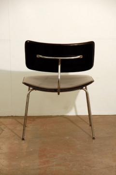 Pair of Slender Italian Stitched Leather Lounge Chairs - 953491