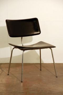 Pair of Slender Italian Stitched Leather Lounge Chairs - 953492