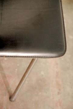 Pair of Slender Italian Stitched Leather Lounge Chairs - 953495