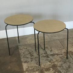 Pair of Slender Tripod Laminate Side Tables with Lucite Details - 873077