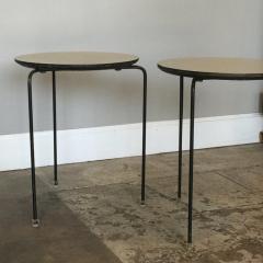 Pair of Slender Tripod Laminate Side Tables with Lucite Details - 873078